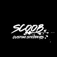 scoob custom steppers logo on a black background